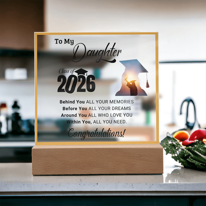 Daughter's 2026 Graduation Acrylic Light Up Plaque