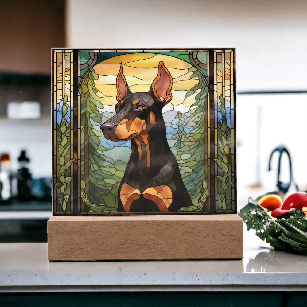 Dobermann Dog Acrylic  Square Plaque, Pet Memorial