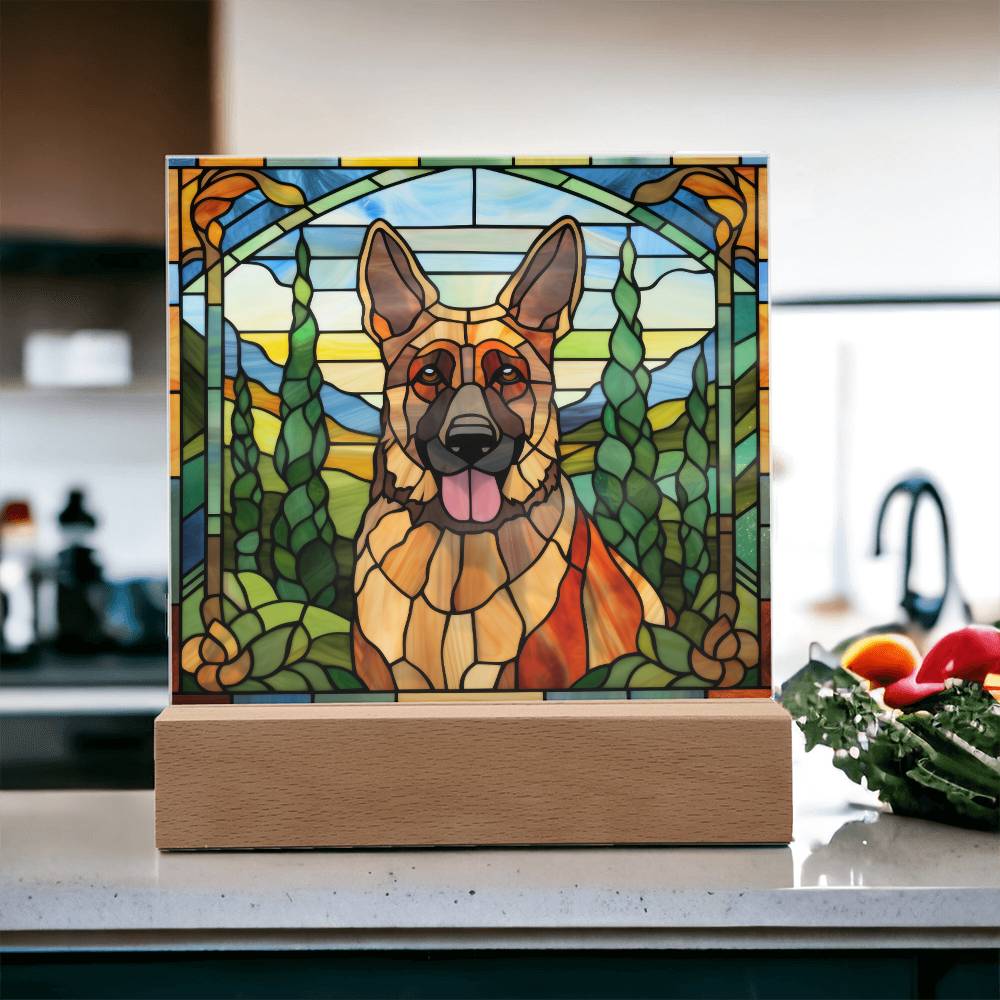 German Shepherd Dog Acrylic  Square Plaque, Pet Memorial