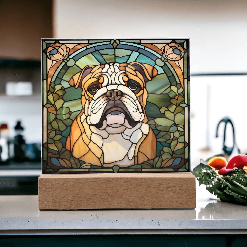 Bulldog Acrylic Square Plaque