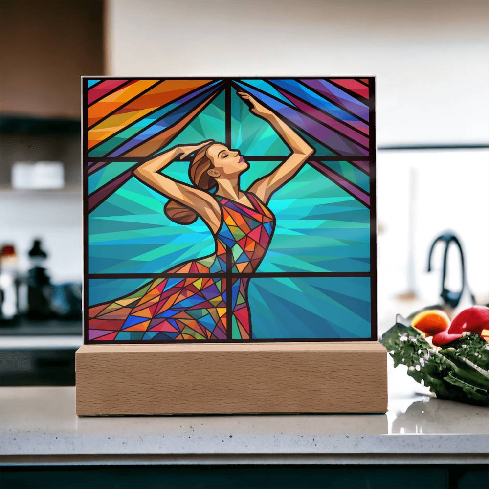 Dancer Sublimation Stained Glass Square Acrylic Plaque