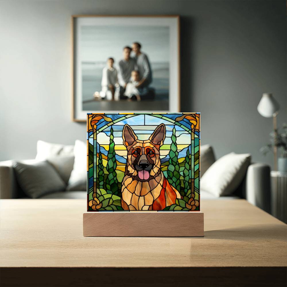 German Shepherd Dog Acrylic  Square Plaque, Pet Memorial