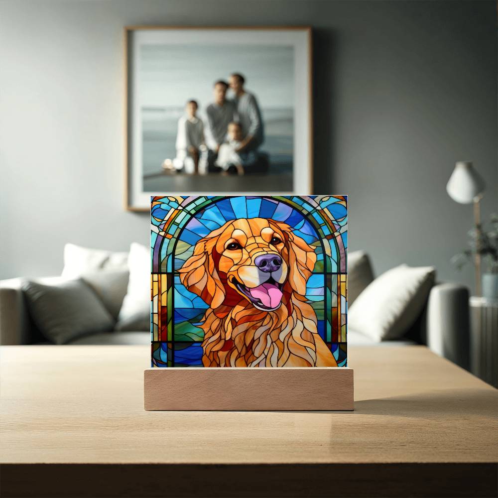 Golden Retriever Dog Acrylic  Square Plaque, Pet Memorial