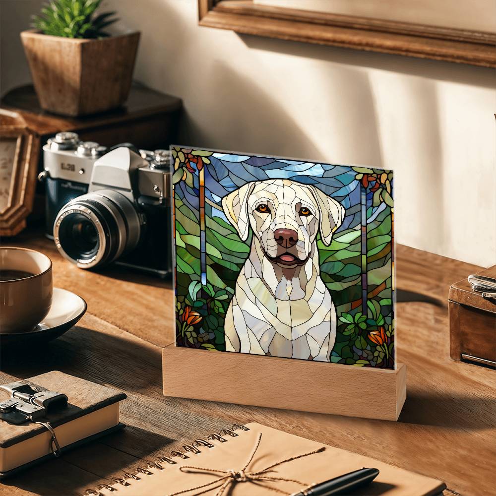 White Labrador Retriever Dog Acrylic  Square Plaque, Pet Memorial