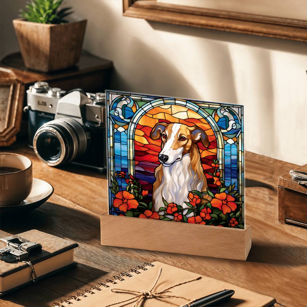 Brown Borzoi Square Plaque