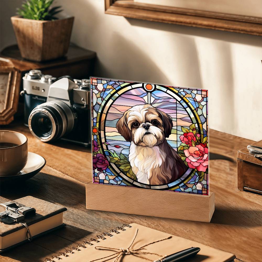 Shih Tzu Dog Acrylic  Square Plaque, Pet Memorial