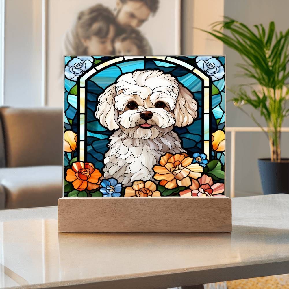 Maltipoo Dog Acrylic  Square Plaque, Pet Memorial