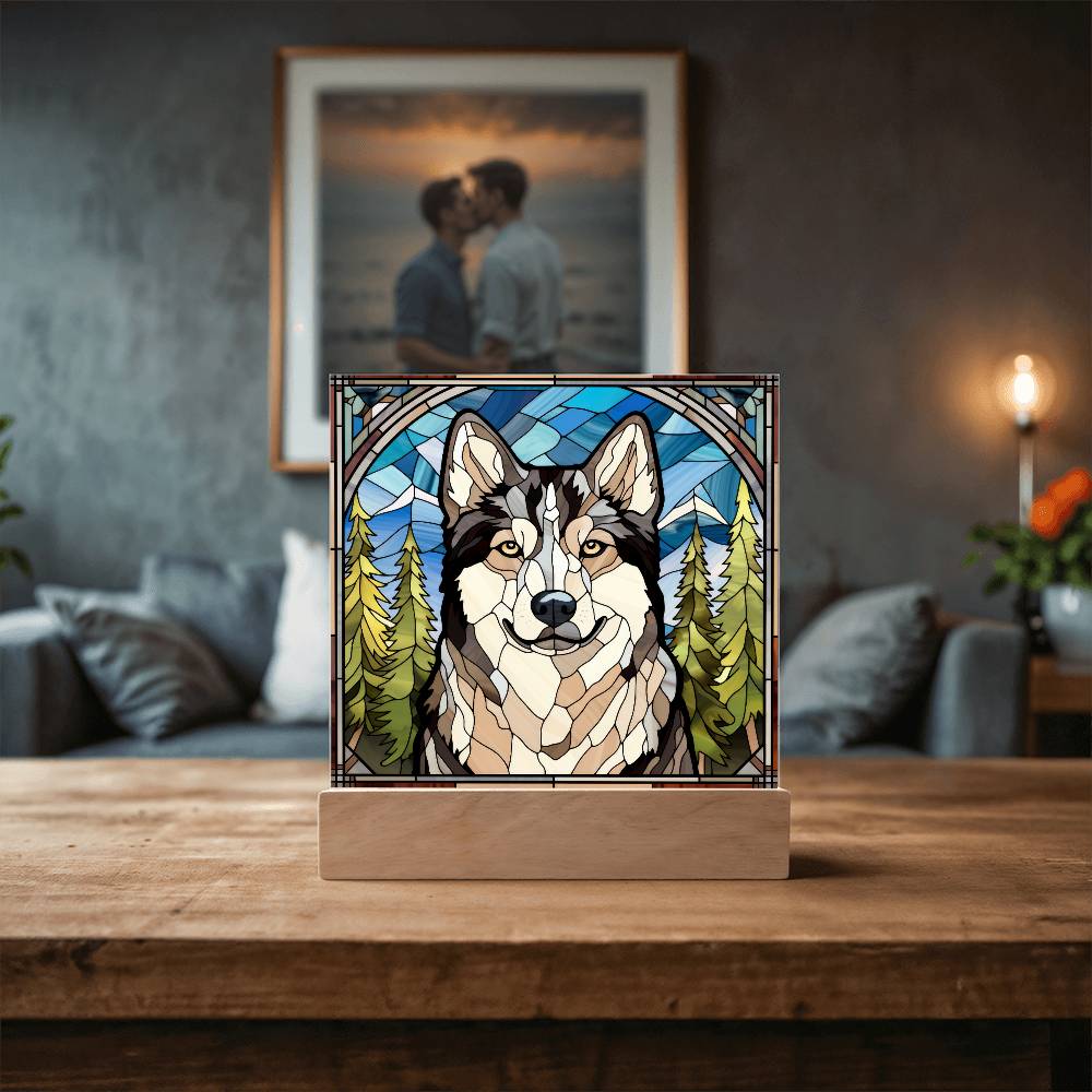 Siberian Husky Dog Acrylic  Square Plaque, Pet Memorial