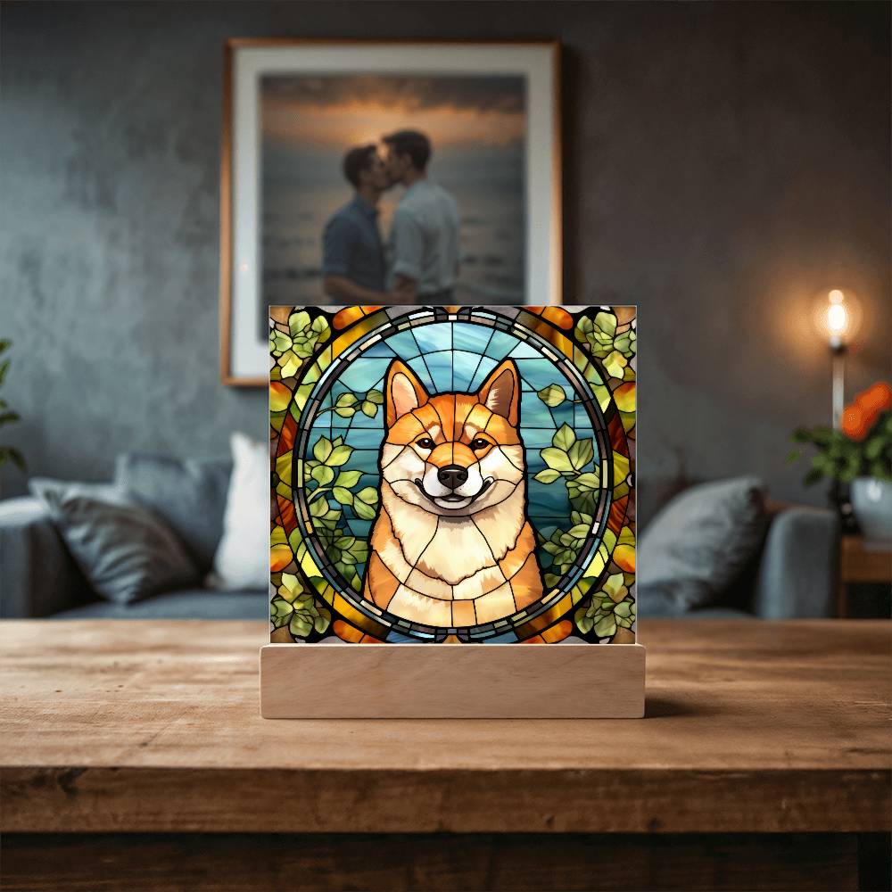 Shiba Inu Dog Acrylic  Square Plaque, Pet Memorial