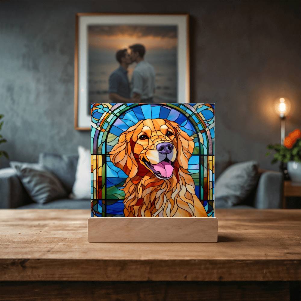 Golden Retriever Dog Acrylic  Square Plaque, Pet Memorial