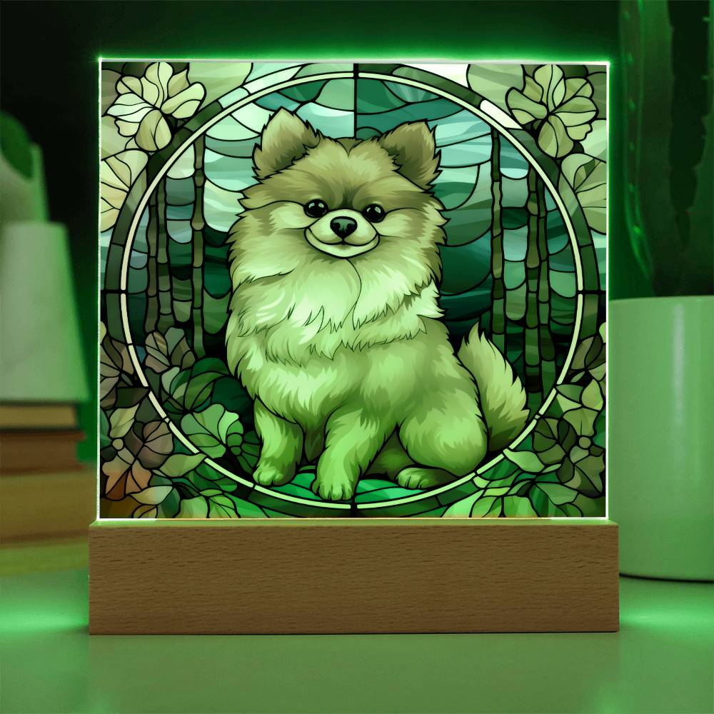 Pomeranian Dog Acrylic  Square Plaque, Pet Memorial