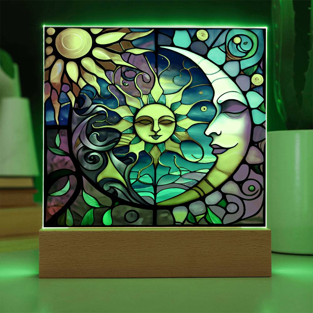 SG_SunMoonSon (2) Sublimation Stained Glass Square Acrylic Plaque