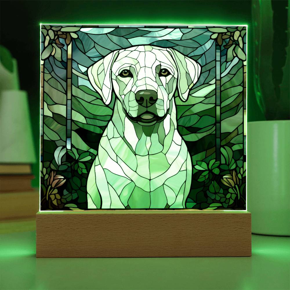 White Labrador Retriever Dog Acrylic  Square Plaque, Pet Memorial