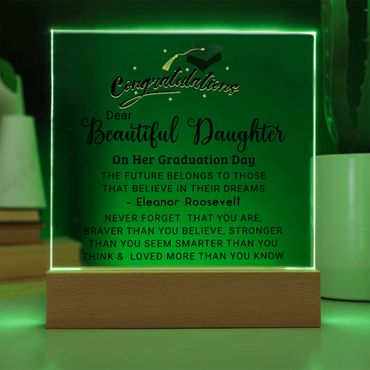 Congratulations Beautiful Daughter on Graduation Plaque