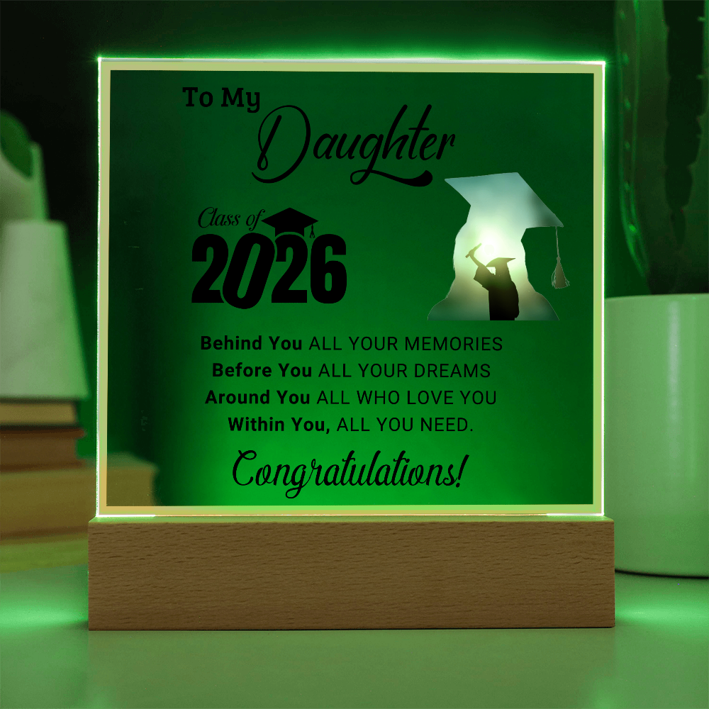 Daughter's 2026 Graduation Acrylic Light Up Plaque