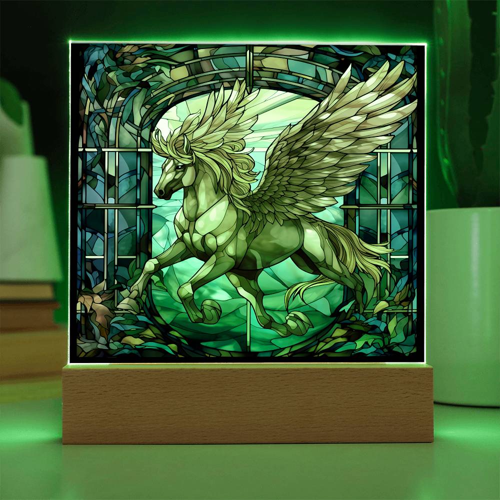 Pegasus Sublimation Stained Glass Square Acrylic Plaque