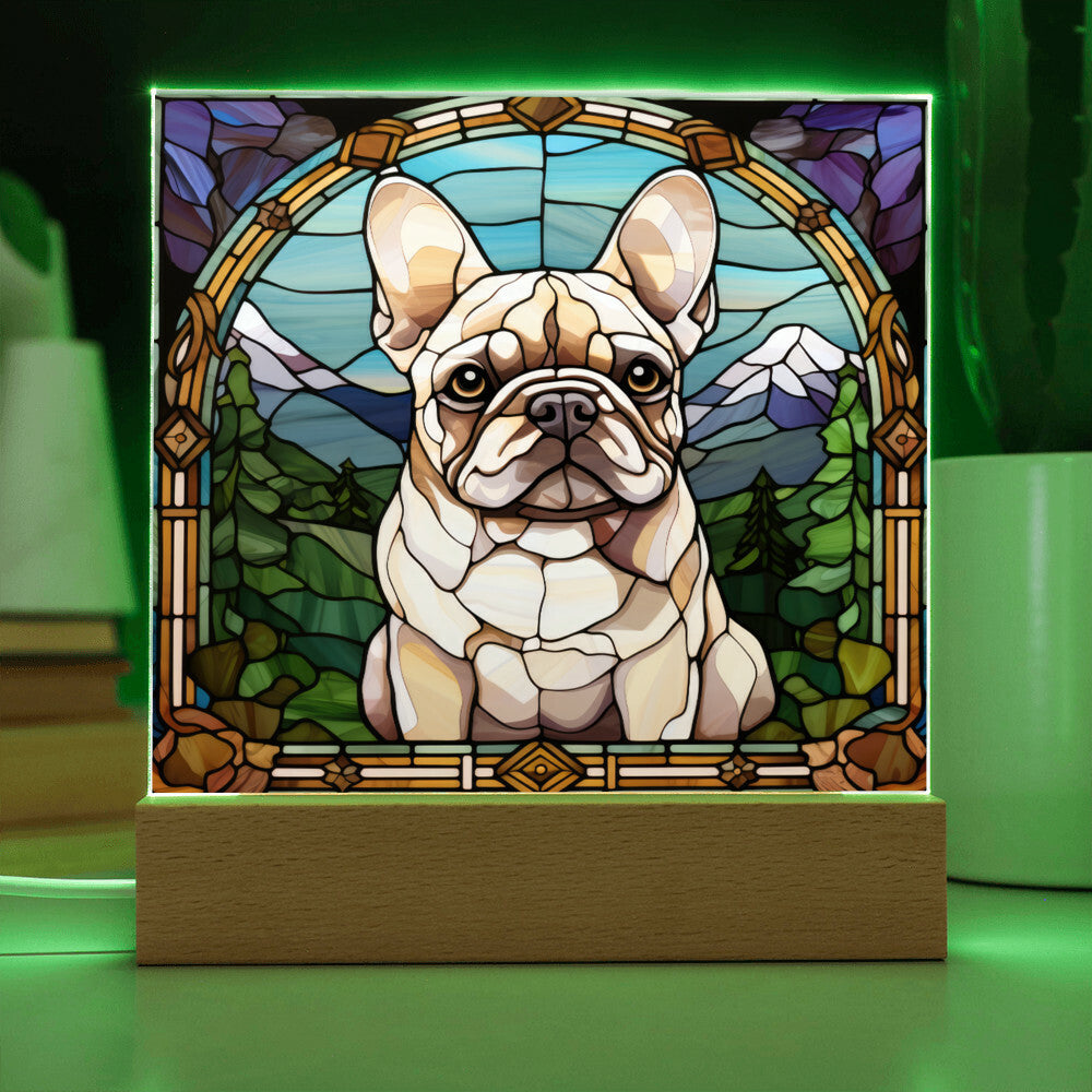 White French Bulldog (1) Dog Acrylic  Square Plaque, Pet Memorial