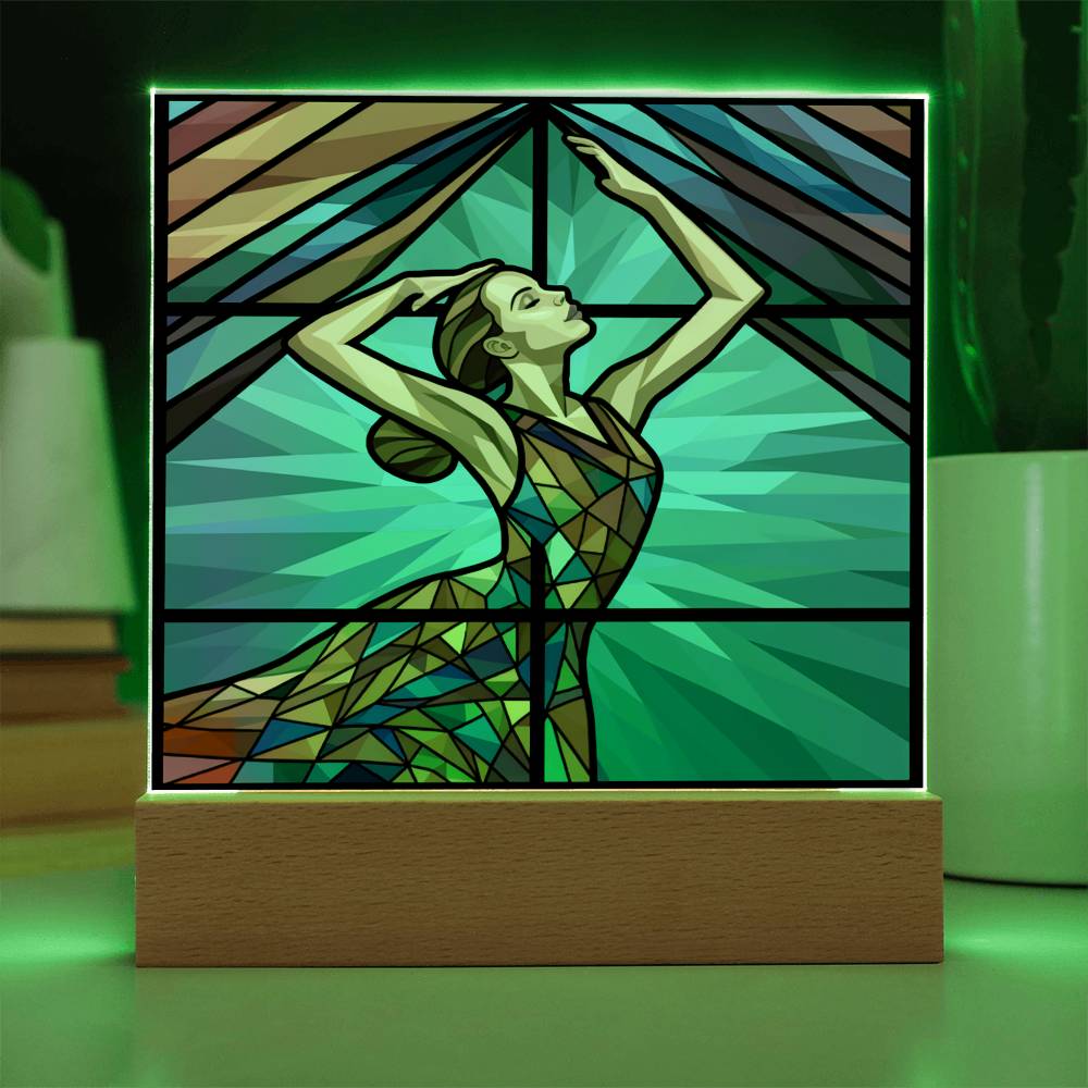 Dancer Sublimation Stained Glass Square Acrylic Plaque