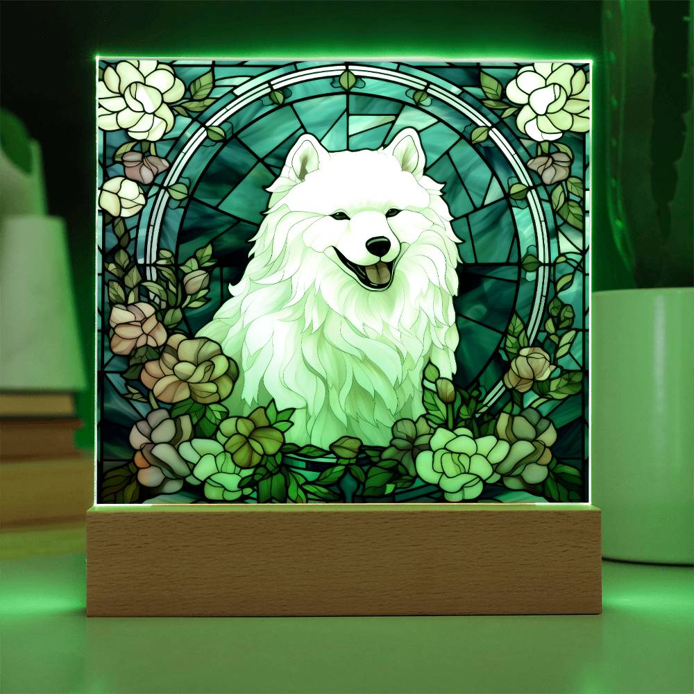 Samoyed Dog Acrylic  Square Plaque, Pet Memorial