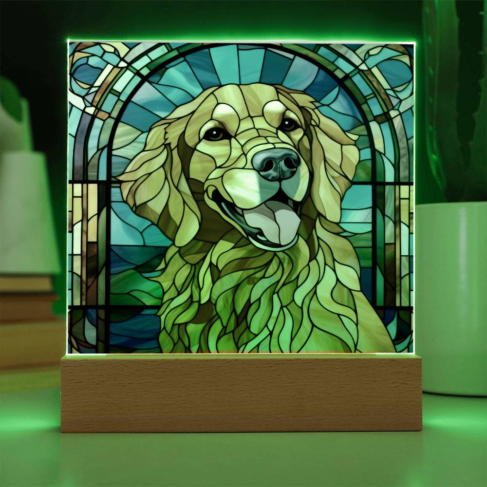 Golden Retriever Dog Acrylic  Square Plaque, Pet Memorial