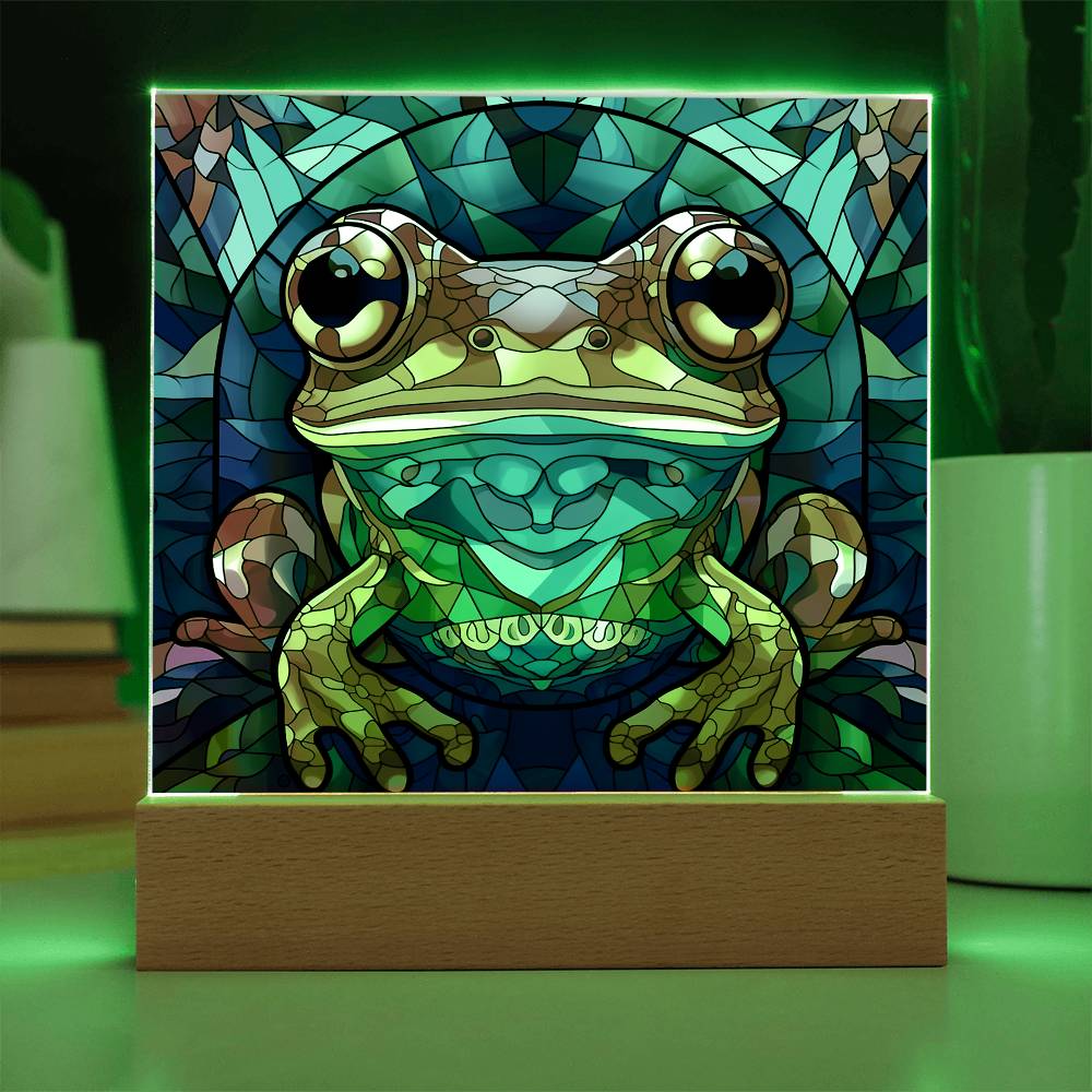 Frog Sublimation Stained Glass Square Acrylic Plaque