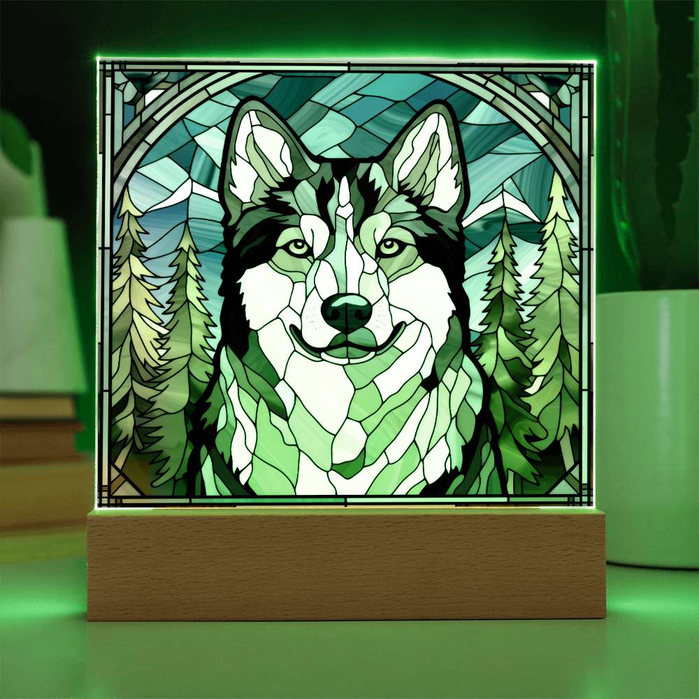 Siberian Husky Dog Acrylic  Square Plaque, Pet Memorial