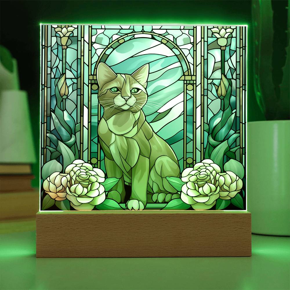 Cat Sublimation Stained Glass Square Acrylic Plaque