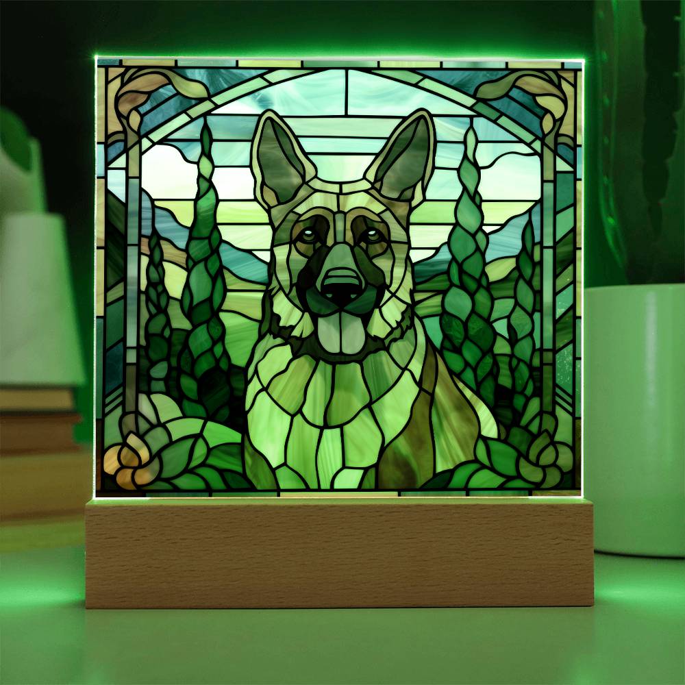 German Shepherd Dog Acrylic  Square Plaque, Pet Memorial