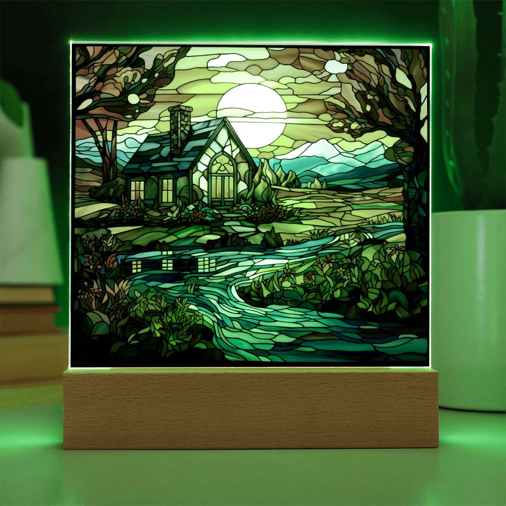 River Cabin Acrylic Plaque