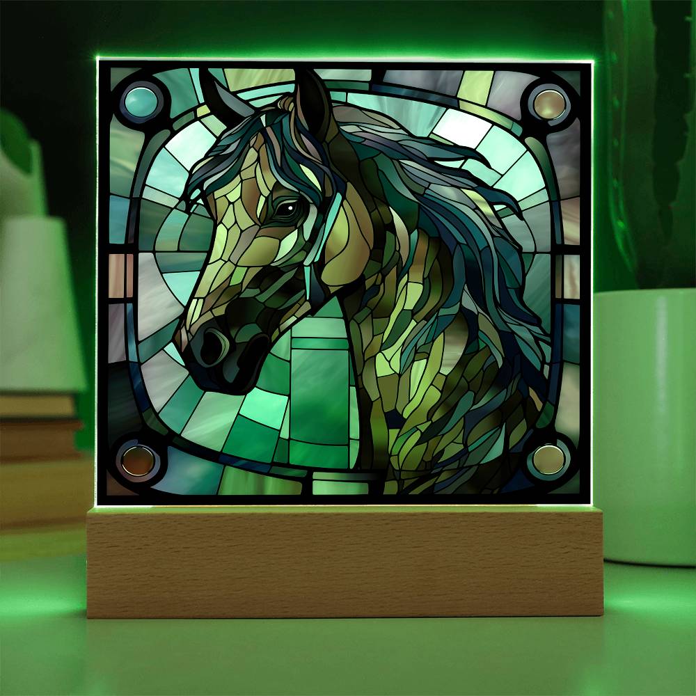 Horse Sublimation Stained Glass Square Acrylic Plaque