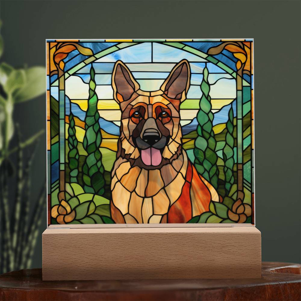 German Shepherd Dog Acrylic  Square Plaque, Pet Memorial