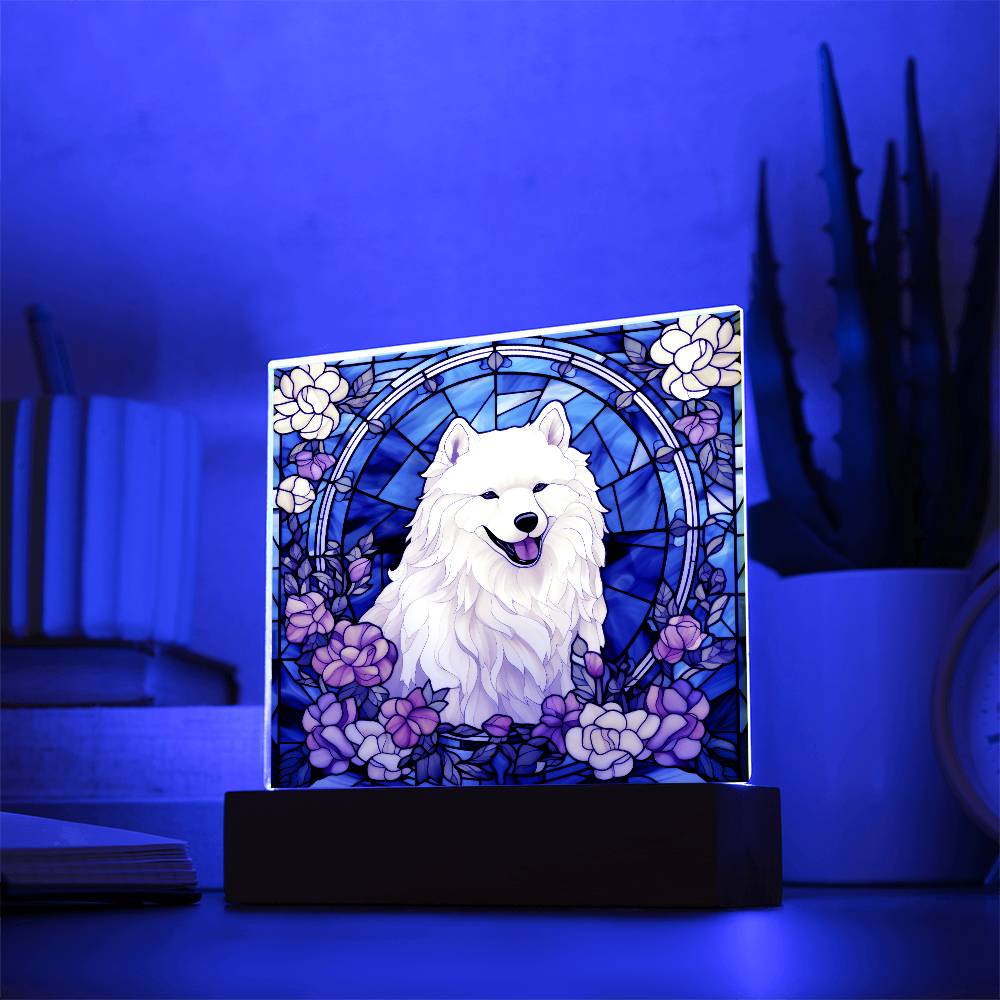 Samoyed Dog Acrylic  Square Plaque, Pet Memorial