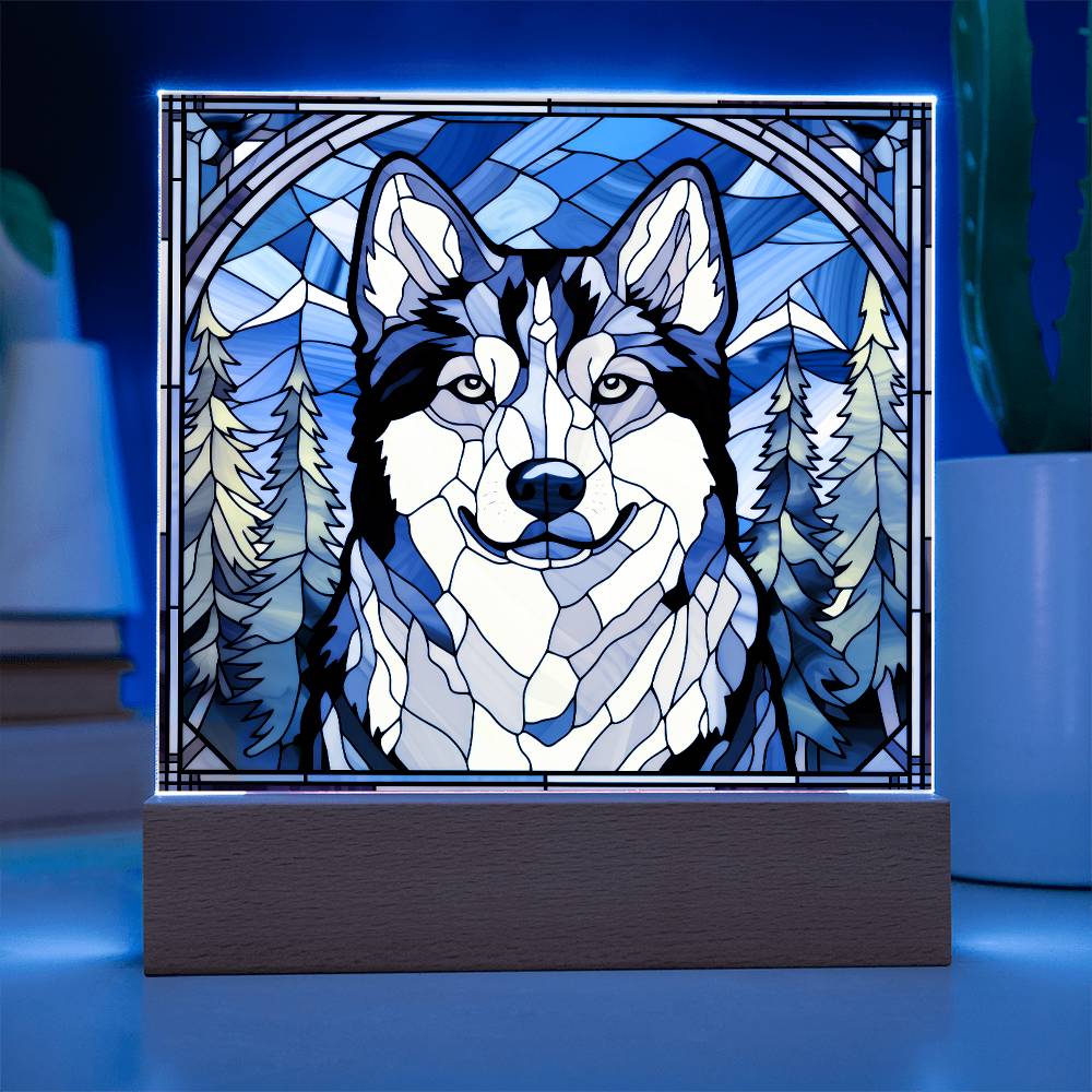 Siberian Husky Dog Acrylic  Square Plaque, Pet Memorial