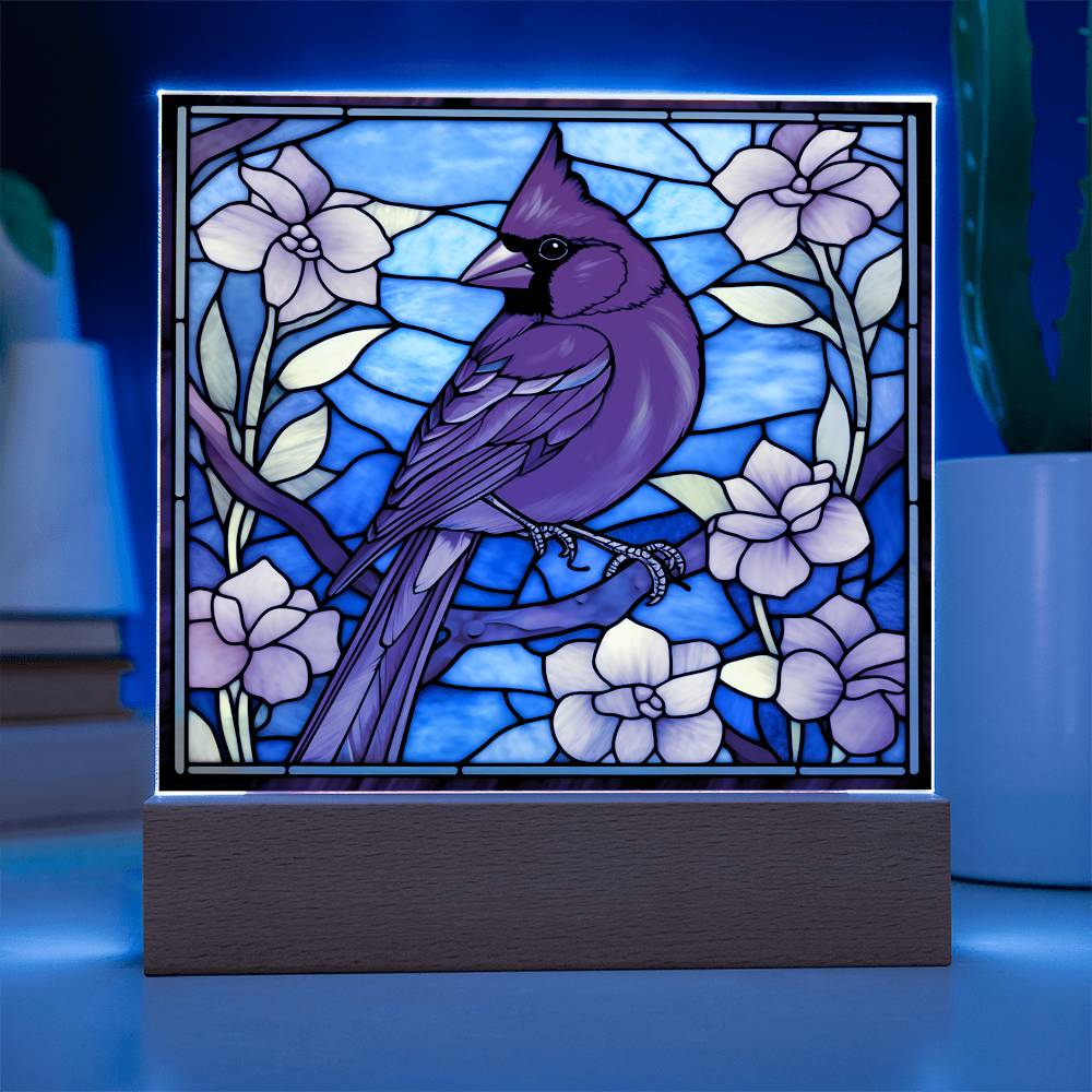 Red Cardinal Stained Glass Sublimation Square Acrylic Plaque