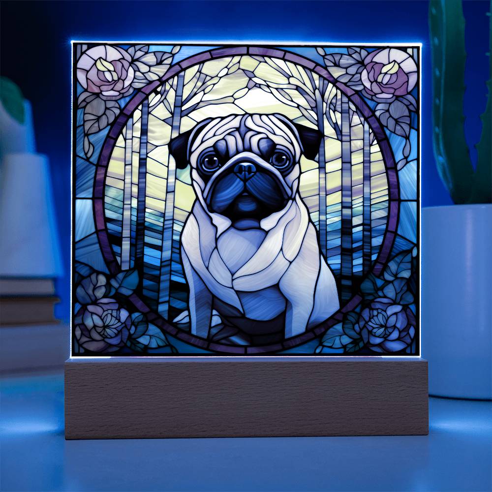 Pug Dog Acrylic  Square Plaque, Pet Memorial