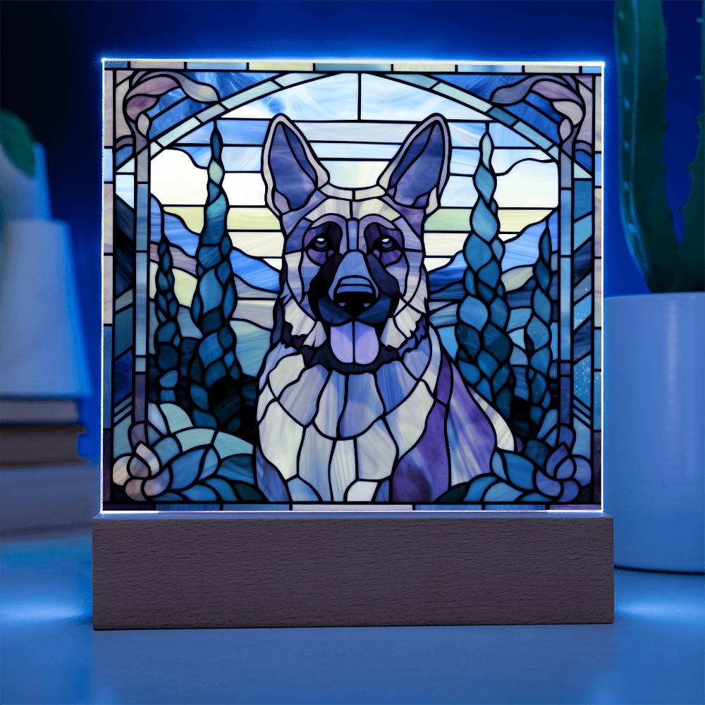 German Shepherd Dog Acrylic  Square Plaque, Pet Memorial