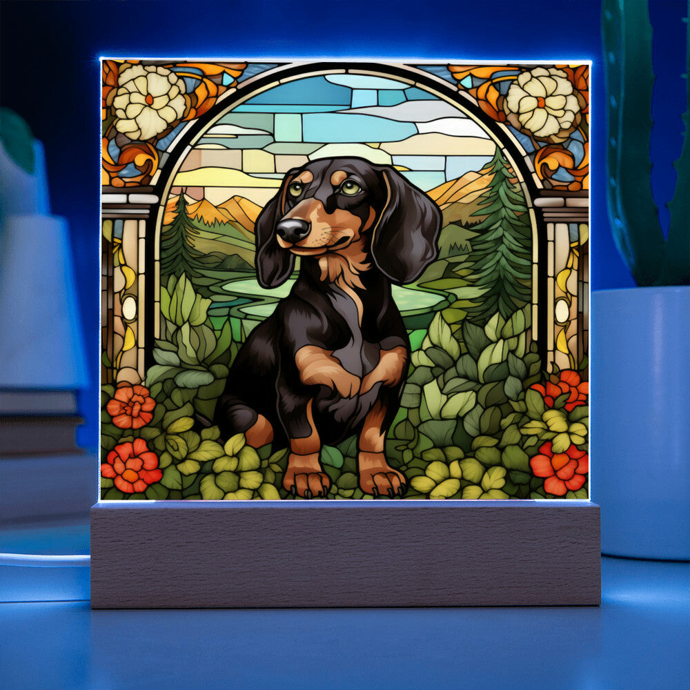 Dachshund Dog Acrylic  Square Plaque, Pet Memorial