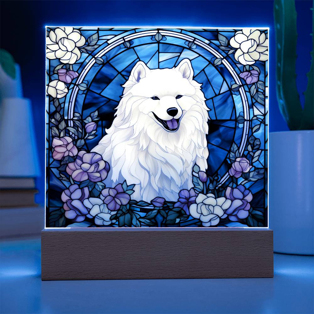 Samoyed Dog Acrylic  Square Plaque, Pet Memorial