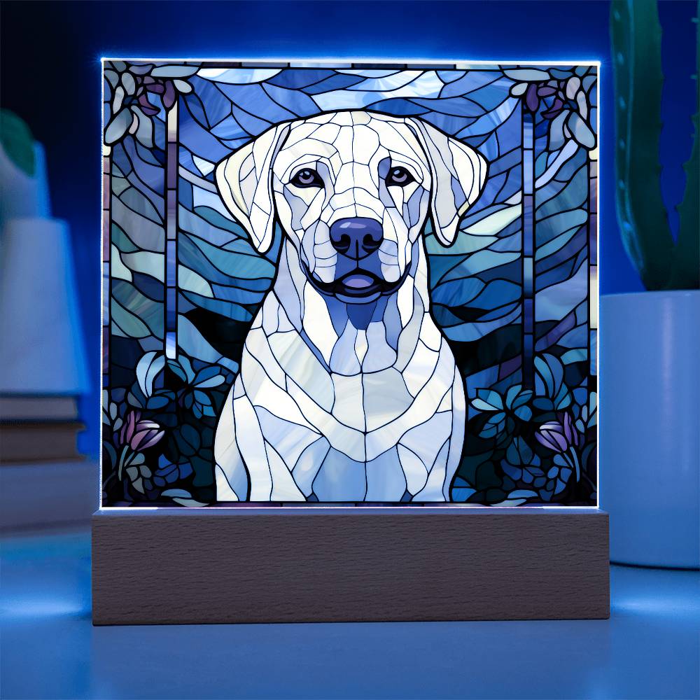 White Labrador Retriever Dog Acrylic  Square Plaque, Pet Memorial