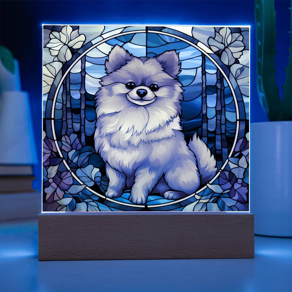 Pomeranian Dog Acrylic  Square Plaque, Pet Memorial