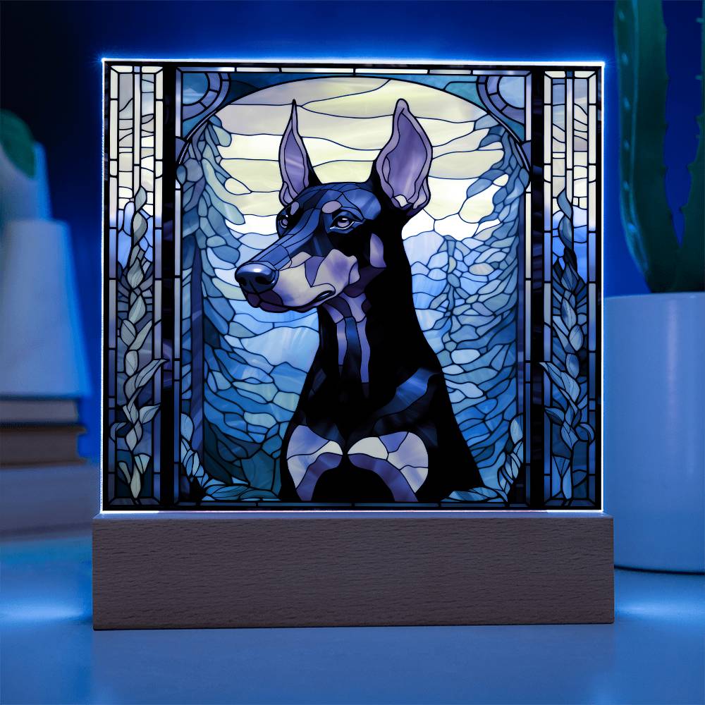 Dobermann Dog Acrylic  Square Plaque, Pet Memorial