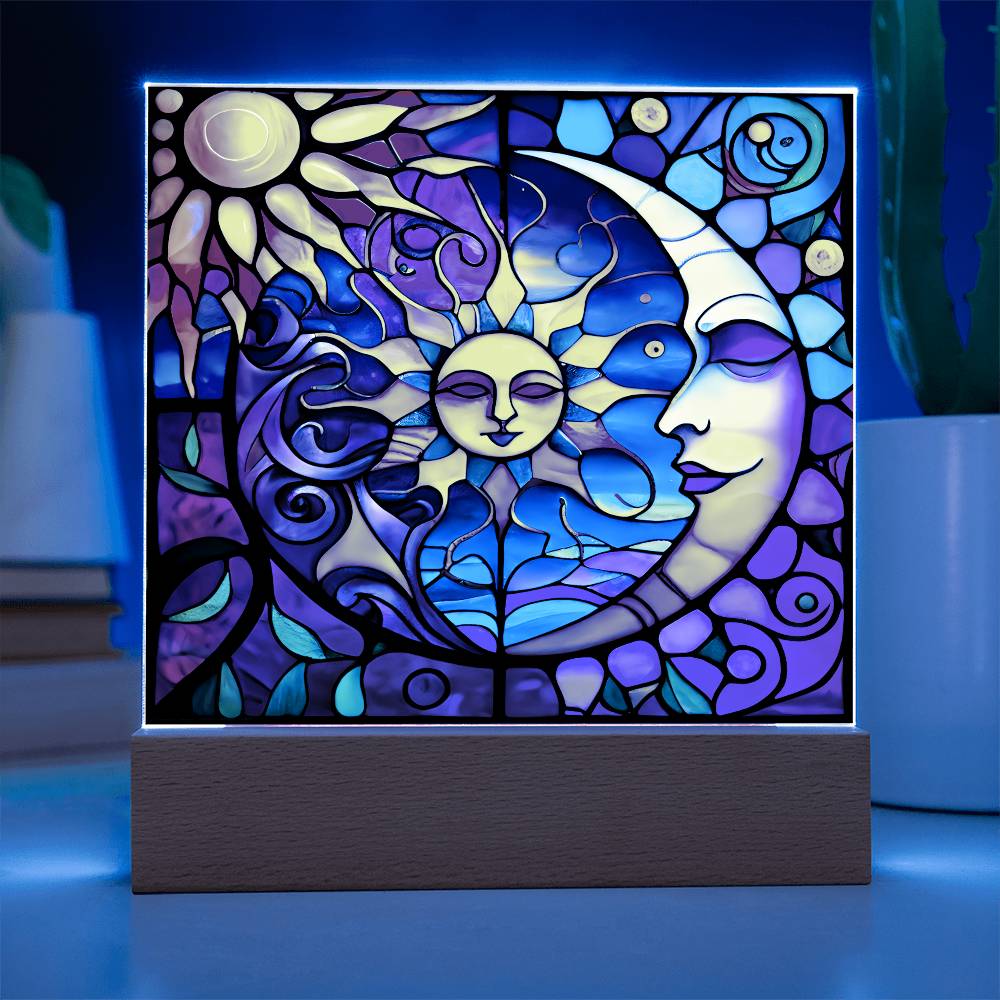 SG_SunMoonSon (2) Sublimation Stained Glass Square Acrylic Plaque