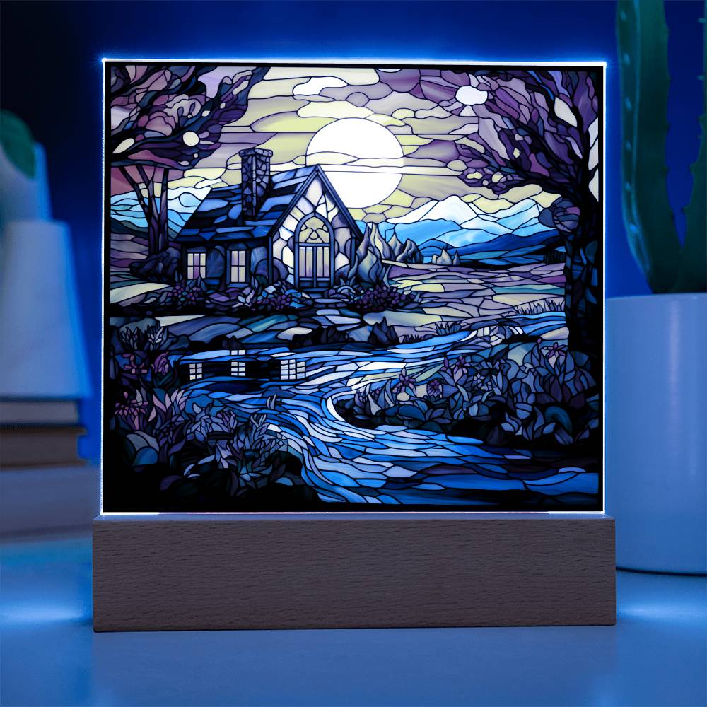 River Cabin Acrylic Plaque