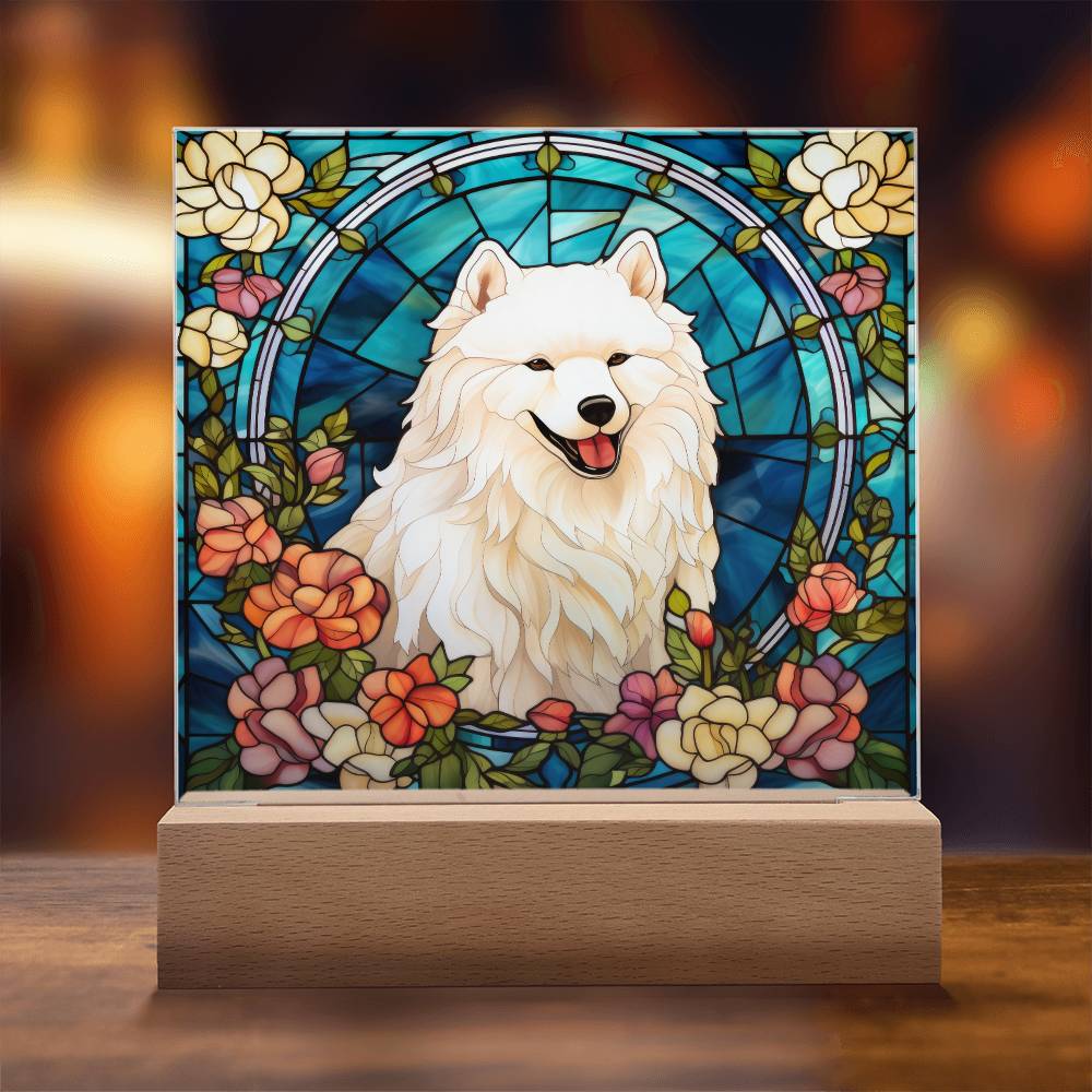 Samoyed Dog Acrylic  Square Plaque, Pet Memorial