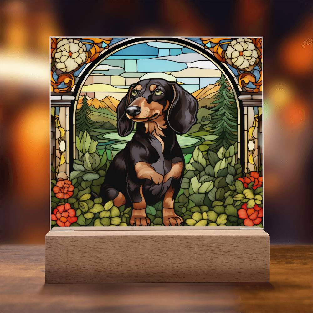 Dachshund Dog Acrylic  Square Plaque, Pet Memorial