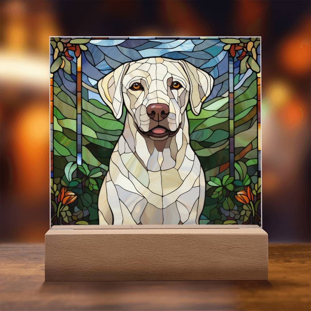 White Labrador Retriever Dog Acrylic  Square Plaque, Pet Memorial