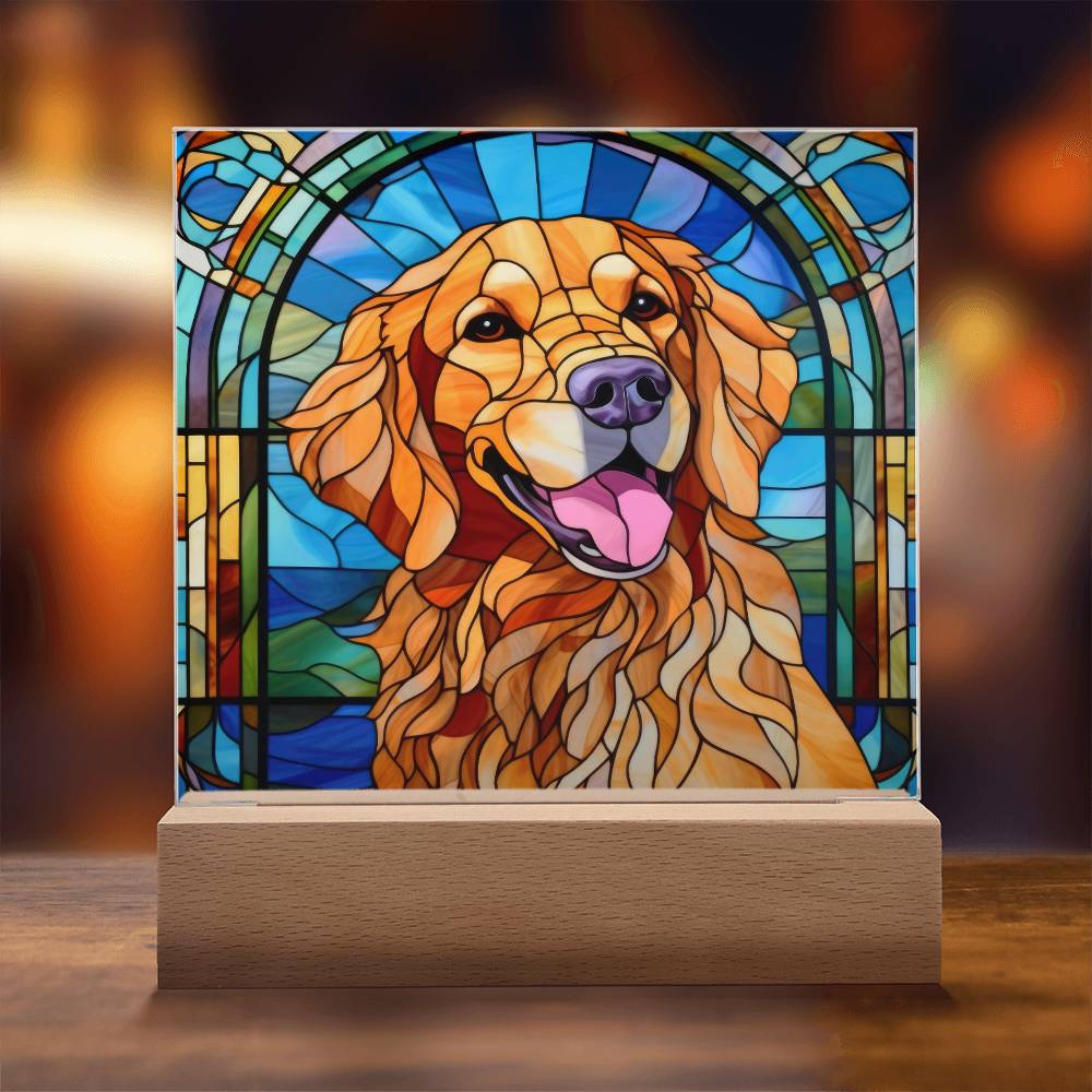 Golden Retriever Dog Acrylic  Square Plaque, Pet Memorial