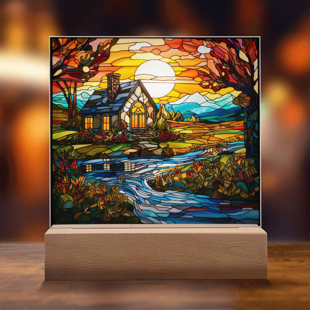 River Cabin Acrylic Plaque