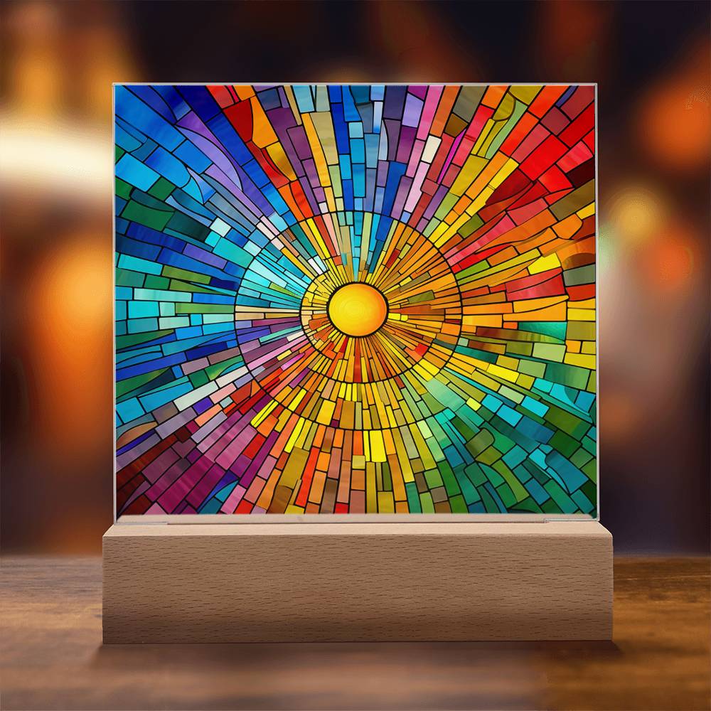 Untitled design (75) Sublimation Stained Glass Square Acrylic Plaque