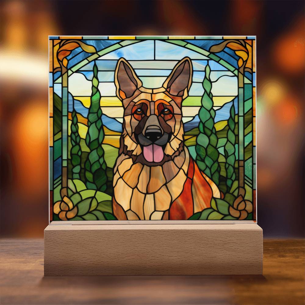 German Shepherd Dog Acrylic  Square Plaque, Pet Memorial